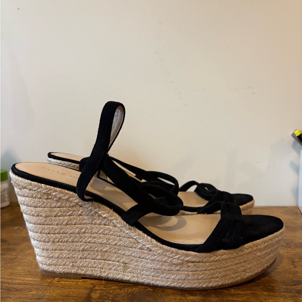 Pelle Moda Black Espadrille Wedges